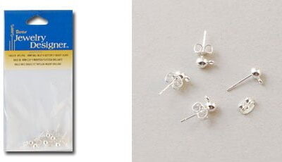 Ball with loop butterfly silver 4mm x6