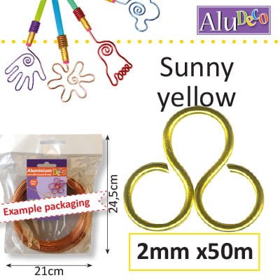 Aluminium draad 2mm 50m sunny yellow