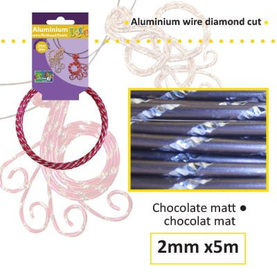 Aluminium draad diamond 2mm 5m chocolate mat