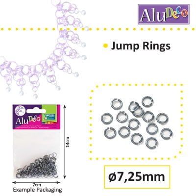 Alu Deco jump rings 7.25mm x150 anthracite
