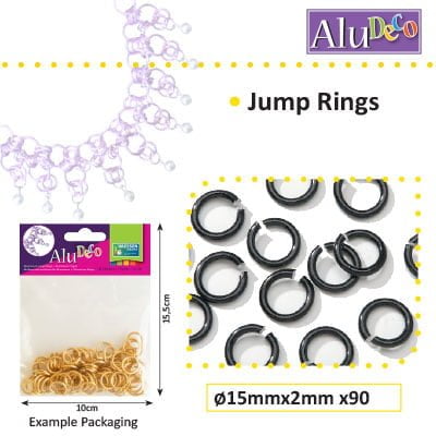 Alu Deco jump rings 15mm x90 black