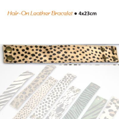 Hair-on leather bracelet 4x23cm dalmation brown