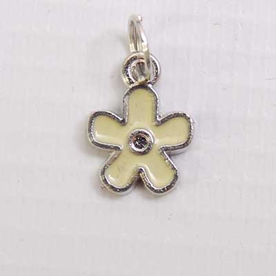 Bedel. verzilverd. bloem wit.  10 mm