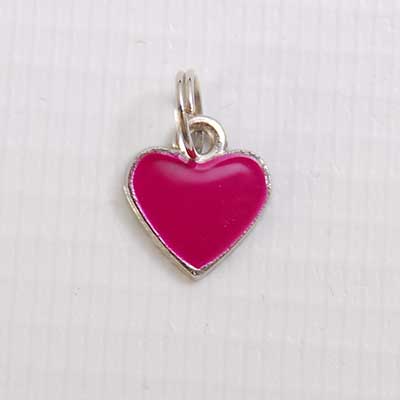Bedel. verzilverd. hart fuchsia.  10 mm