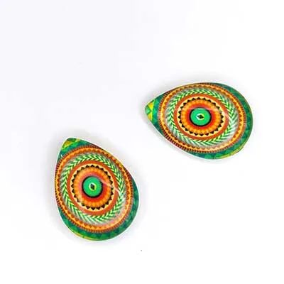 1x cabochon druppel glas cirkelmotief