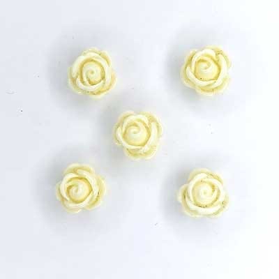 5x cabochon roos creme 10mm