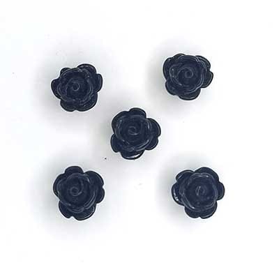 5x cabochon roos zwart 10mm