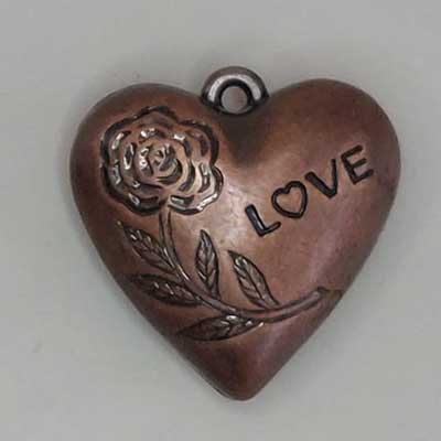 Ornamentkraal hart koper Love (1st)